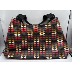 Orla Kiely Coated Canvas Sling Bag Stem Floral Multi Colored Tote Purse Read